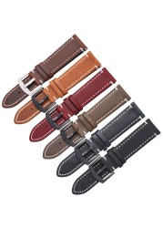 Oil Wax Leather Watch Band Bracelet 20mm 22mm For Samsung Galaxy Watch 42 46mm High-end Cowhide Watch Straps For Huawei GT2