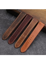 Handmade brown leather watch strap for men and women, 20 22 18mm, soft antique style, first layer