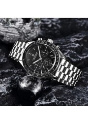 PAGANI تصميم Speedmaster Seiko VK63 الرجال كوارتز ساعة اليد الفاخرة 100 متر مقاوم للماء ساعات الفولاذ الياقوت كرونوغراف