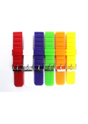 Silicone strap 20mm flat pin buckle watch accessories for kids ladies color strap