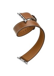Double Round Strap for Apple Watch Band 45mm 41mm 44mm/40mm 42mm/38mm Leather Watchband Bracelet iWatch Series 5 4 3 se 6 7 band
