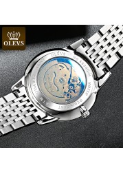 OLEVS Fashion Luxury Brand Automatic Mechanical Watch Lovers Watches Stainless Steel Waterproof Pair Ladies Watches relogio masculino