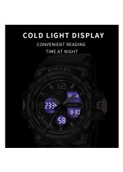 Sports Watch Military Watch Men Alarm Watch Stopwatch LED Backlight Digital Dual Time Display 8008 Men's Watches Waterproof