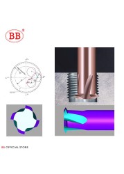 BB 1 الأسنان موضوع قاطعة المطحنة التنغستن كربيد تصنيع الصلب باستخدام CNC الألومنيوم 60 درجة M1.2 M1.6 M2 M2.5 M3 M4 M5 M6 M8