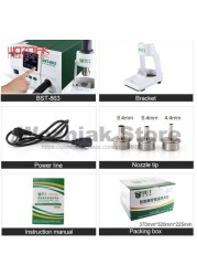 BST-863 Lead Free Hot Air Rework Station Soldering Touch Screen LCD 1200W 220V for Phone CPU PCB Grinder