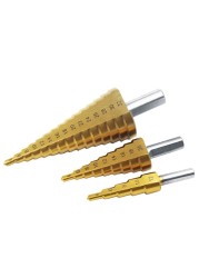 4 -32mm HSS Titanium Coated Metal Hex Core Drill Bits High Speed ​​Steel Step Drill Bit Set Cone Hole Wood Cutter Metric Taper