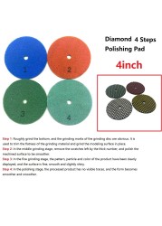 1/7pcs diamond polishing pads kit 4 inch 100mm wet/dry for granite stone concrete marble polishing use grinding discs set