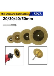 5pcs 20/30/40/50mm Diamond Cutting Discs + 1 Connecting Rod Dremel Accessories Abrasive Rotary Tool Metal Cutting