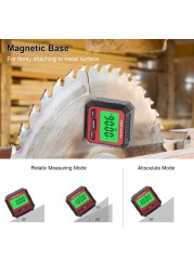 New 360 Degree Protractor Digital Magnetic Base Angle Gauge With Taillight Level Measuring Tools