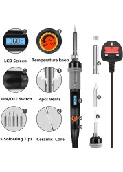 Soldering Iron Kit 80W LCD Digital Welding Gun With ON/OFF Switch LCD Digital Welding Soldering Electronics Pump Set Soldering Tool