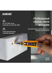 ANENG Digital Tester Pencil Non-contact saft Test Pen AC DC 12-250V Tester Electric LCD Display Screwdriver Voltage Indicator