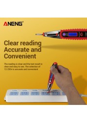 ANENG AC DC 12-250V Tester Digital Tester Pencil Non-contact saft Electric Test Pen LCD Display Screwdriver Voltage Indicator