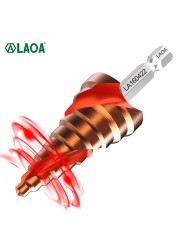 LAOA Pagoda Step Drill Bit 3-13mm 4-22mm 4-32mm HSS-CO M35 Hex Triangle Spiral Grooved Wood Metal Hole Cutter Drilling Tools Set