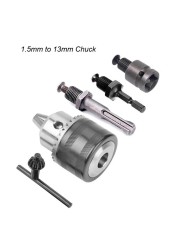 Mini Electric Drill Chuck 1.5-13mm Mount B10 Taper With Connector Motor Rod Hex Shank Shaft Wrench Power Tool