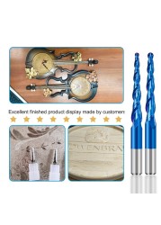 XCAN Spiral Router Bit R0.25-R2.0 2 Flute Carbide Milling Cutter Tapered Ball Nose End Mill Drill Bits for Woodworking