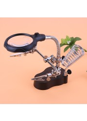 Welding Magnifying Glass with LED Light 3.5X-12X Lens Auxiliary Clip Loupe Desktop Magnifier Third Hand Welding Repair Tool