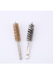 2pcs Stainless Steel Copper Wire Car Cleaning Steel Brush Machine Toothbrush Rust Scrub Removal Cleaning Tools With Drill