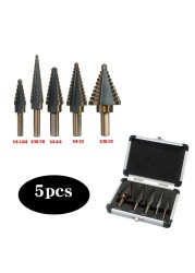 JINRUI British 5pcs Pagoda Drill Bit High Speed ​​Steel Hole Opener Set Triangle Shank Black and Yellow Step Drill Bit Bit