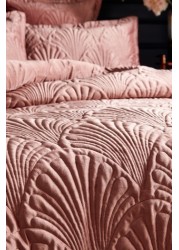 Paoletti Palmeria Quilted Velvet Duvet Cover and Oxford Border Pillowcase Set