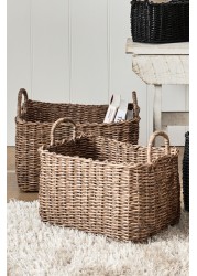 Plastic Wicker Storage Set of 2 Baskets