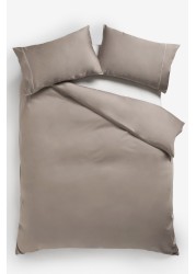 Collection Luxe 300 Thread Count 100% Cotton Sateen Duvet Cover And Pillowcase Set Satin Stitch