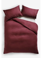 Collection Luxe 300 Thread Count 100% Cotton Sateen Duvet Cover And Pillowcase Set Satin Stitch