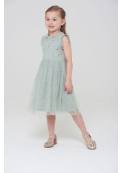 Amelia Rose Green Embellished Occasion Dress