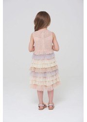 Amelia Rose Pink Sequin Bodice Dress With Multicolour Skirt