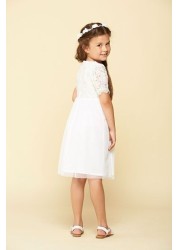 Amelia Rose White Sequin And Lace Party Dress