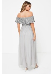 Maya Embellished Bardot Midaxi Dress