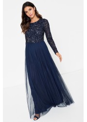 Maya Embellished Long Sleeve Maxi Dress Regular