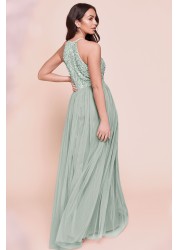 Maya Halterneck Delicate Sequin Maxi Dress Regular