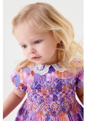 Lace Collar Shirred Cotton Dress (3mths-8yrs)