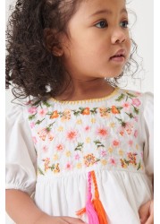 Embroidered Puff Sleeve Dress (3mths-8yrs)