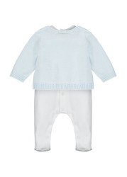 Emile et Rose Blue All-In-One With Bear Embroidery & Cardigan