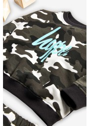 Hype. Baby Black Camo Sweat Top And Joggers Set