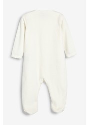 Giraffe Embroidered Velour Baby Sleepsuit (0-18mths)