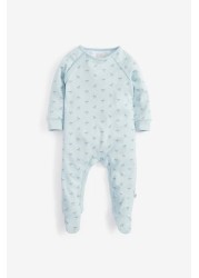 The Little Tailor Blue Jersey Print Rocking Horse Sleepsuit