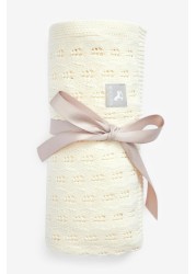 The Little Tailor Cream Pointelle Blanket