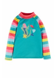 Frugi Blue Rainbow Stripe Mermaid UPF 50+ Sun Safe Rash Vest