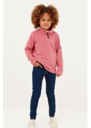 Tog24 Pink Toffolo Kids Zip Neck Fleece