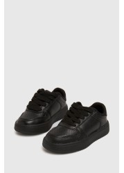 Schuh Black Mighty Lace Up Trainers