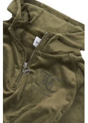 Juicy Couture Green Velour Quarter Zip Hoodie