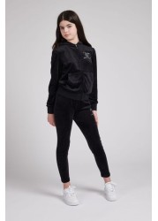 Juicy Couture Black Diamante Velour Leggings