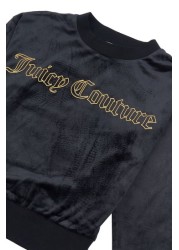 Juicy Couture Black Velour Crew Neck Sweater