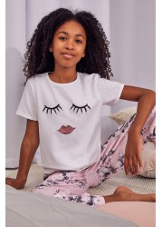 Lipsy Short Sleeve Long Leg Pyjama Set