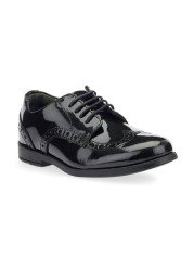 Start-Rite Pri Brogue Lace-up Black Patent Leather School Shoes