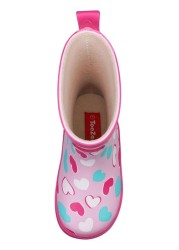 ToeZone Pink Love Heart Print Wellies