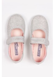 Trotters London Silver Martha Canvas Shoes