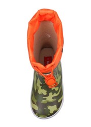 ToeZone Orange Tie Top Camo Wellies